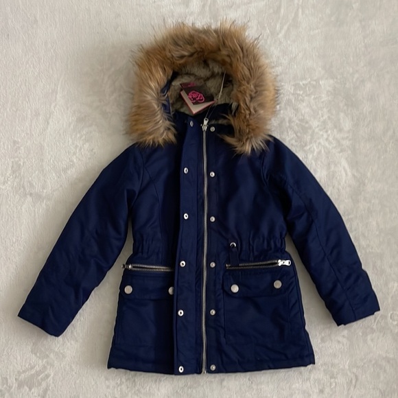 (NWT) Justice Big Girl’s Navy Hooded Parka Jacket, Size: (6/7) - Picture 13 of 16